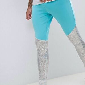 Teal and Silver sequin Leggings